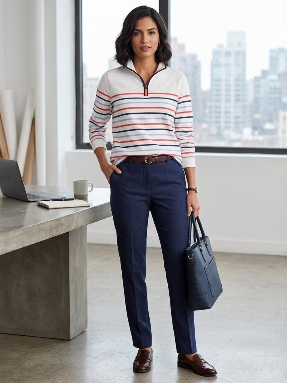 Woolovers Colorblock quarter zip